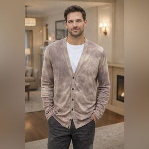 VERSACE Men’s 100% Silk Cardigan Pullover Sweater US L IT 52 - Authentic